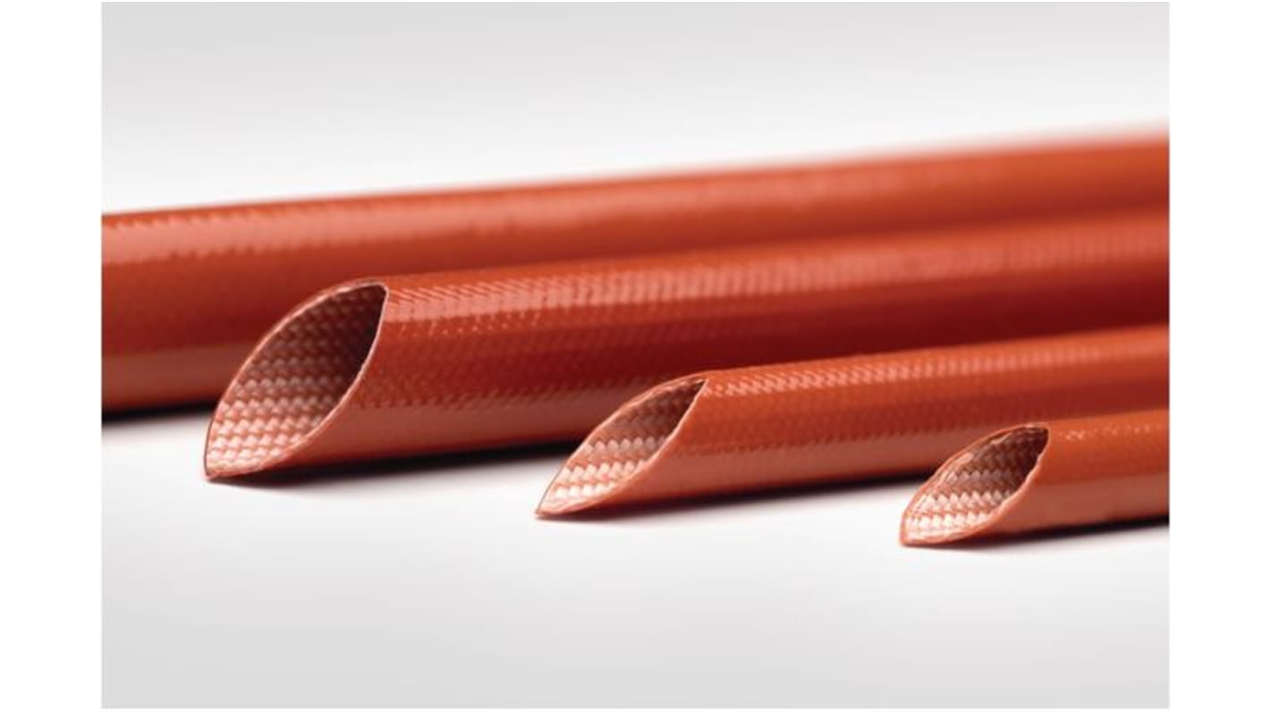 Funda de cable trenzada HellermannTyton G6SE2 de Fibra de Vidrio Rojo, long. 100m, Ø 6mm, extensible
