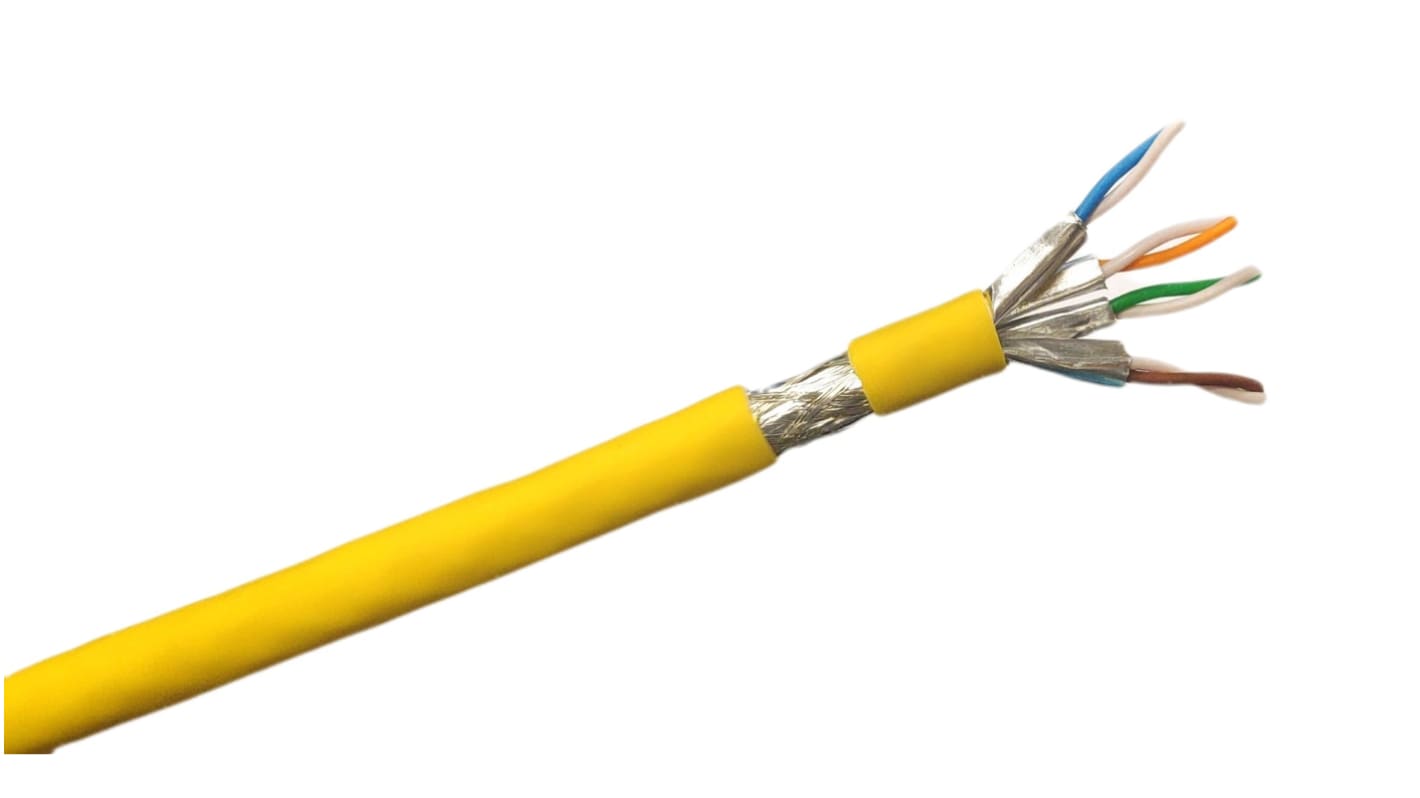 RS PRO Cat7 Ethernet Cable, S/FTP, Yellow LSZH Sheath, 100m