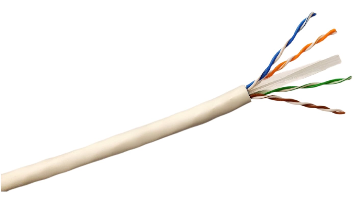 RS PRO Cat6 Ethernet Cable, U/UTP, White LSZH Sheath, 100m, Low Smoke Zero Halogen (LSZH)