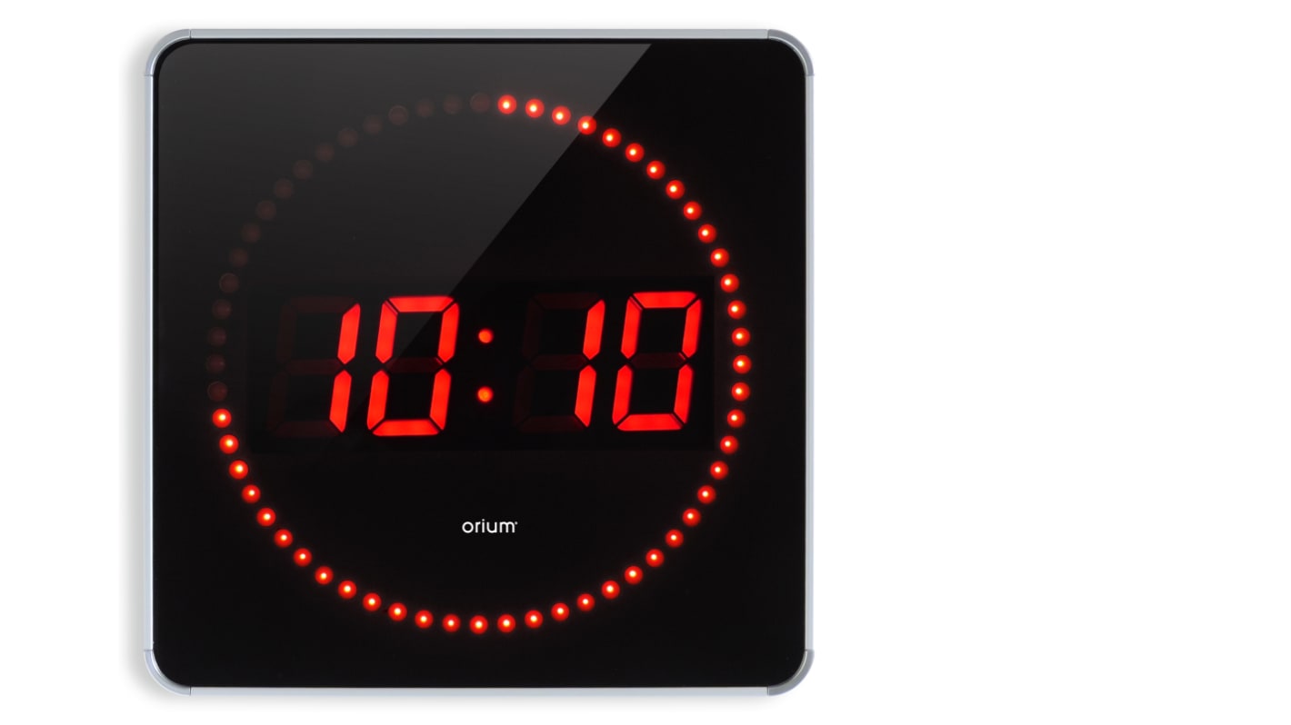 11937 Orium Black Wall Clock, 280mm Diameter RS