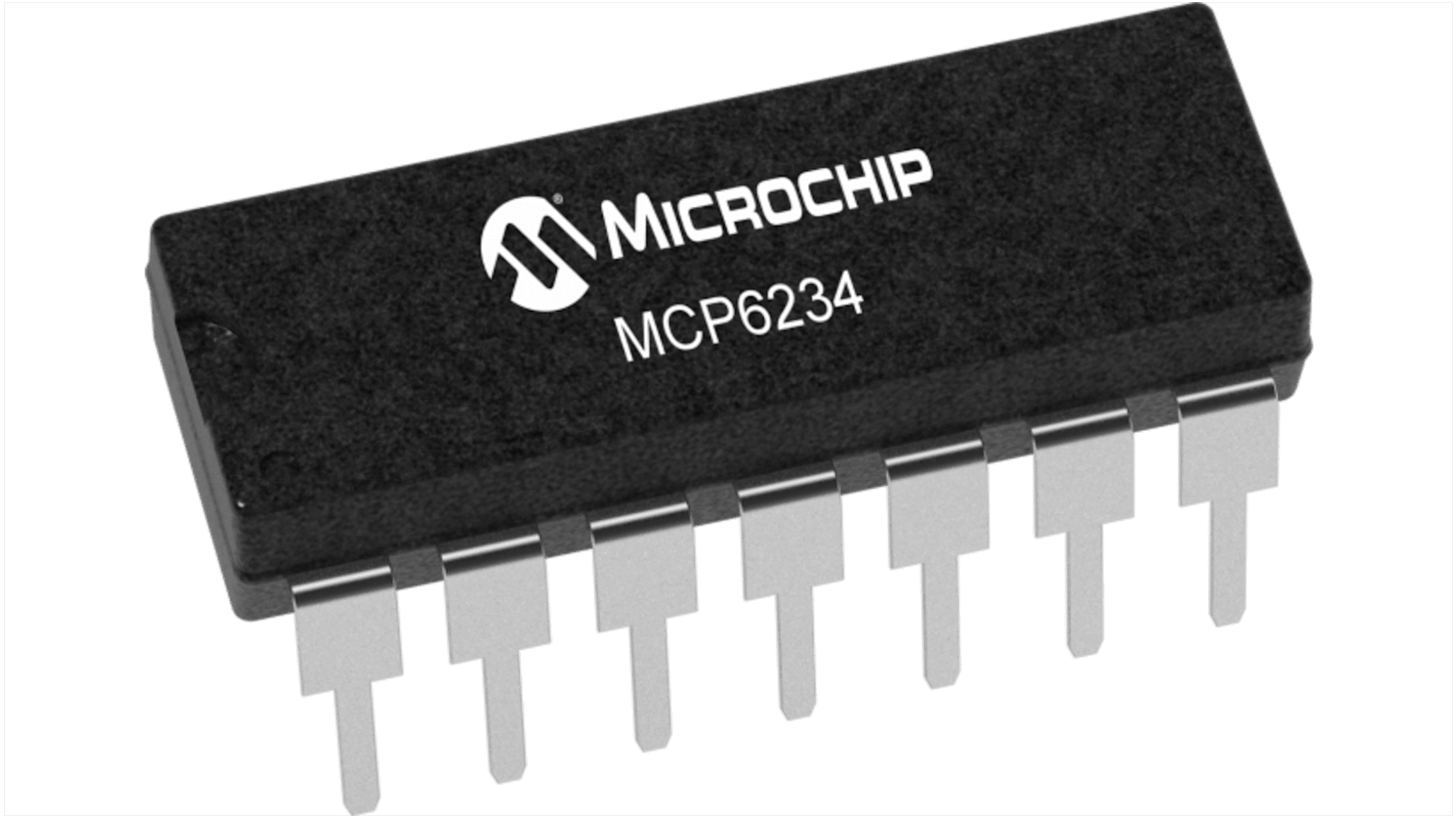 Microchip オペアンプ, 表面実装, 4回路, 単一電源, MCP6234T-E/ST