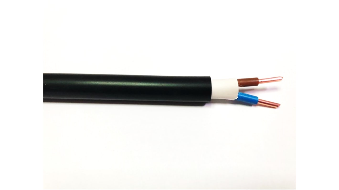 Cable de alimentación RS PRO de 2 núcleos, 1,5 mm², long. 100m, 1 kV, 600 V / 26 A, funda de PVC, Negro