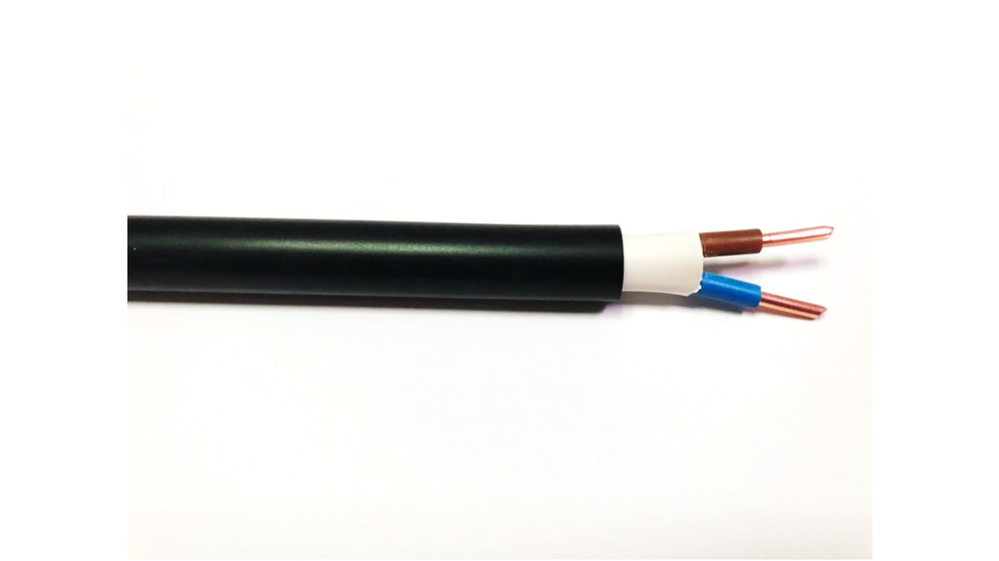 RS PRO 2 Core Power Cable, 2.5 mm², 100m, Black PVC Sheath, 36 A, 1 kV, 600 V