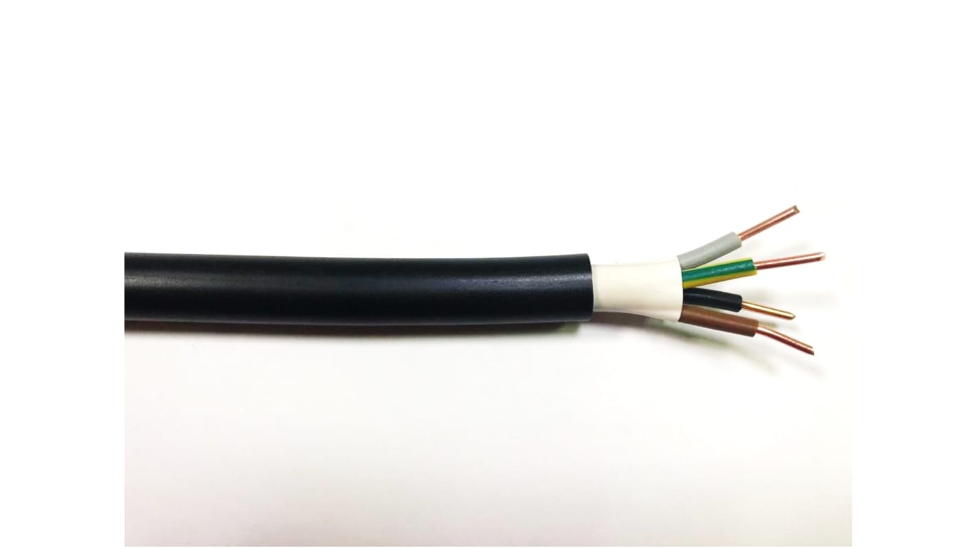 RS PRO Netzkabel, 4-adrig Schwarz x 4 mm² 42 A, 100m, 1 kV, 600 V, PVC