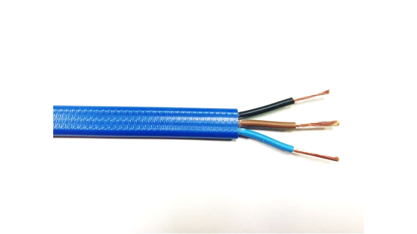 RS PRO Netzkabel, 3-adrig Blau x 1,5 mm², 100m, 450 V, 750 V, PVC