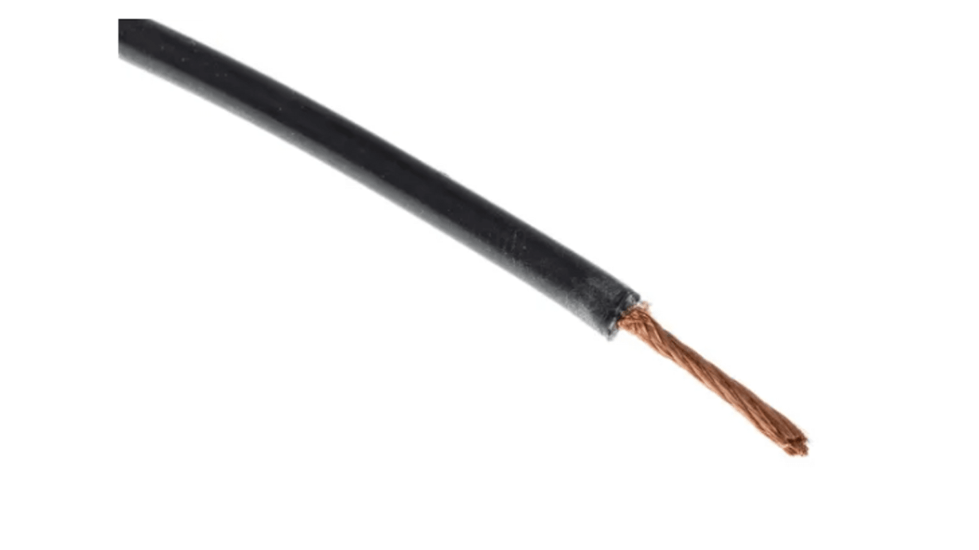 RS PRO Einzeladerleitung 1,1 mm², 17 AWG 100m Schwarz Silikongummi isoliert 516/0,05 mm Litzen UL3512