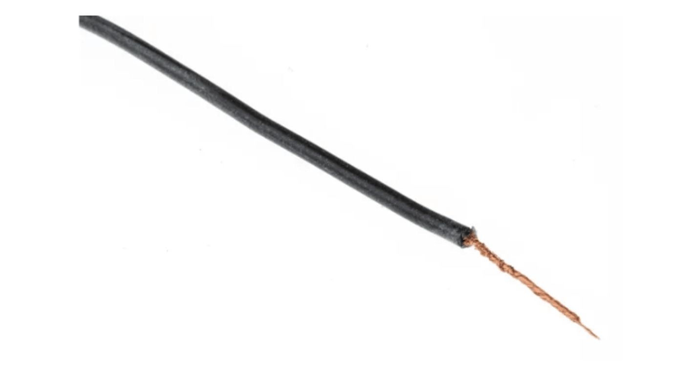 RS PRO Einzeladerleitung 0,52 mm², 20 AWG 100m Schwarz Silikongummi isoliert 270/0,05 mm Litzen UL3512