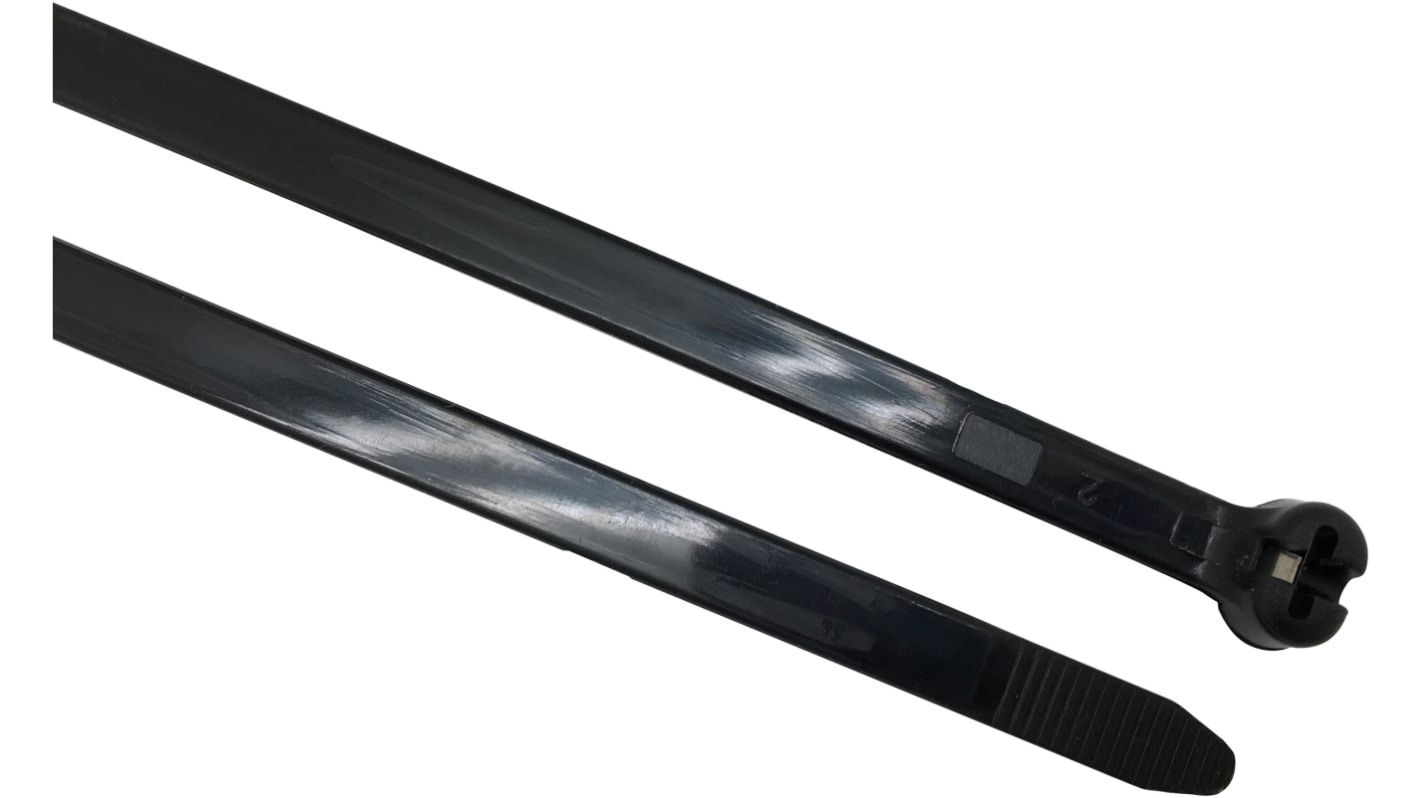 RS PRO Cable Tie, 102mm x 2.4 mm, Black Nylon, Pk-100