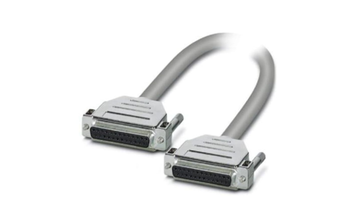 Cable serie Phoenix Contact CABLE-D25SUB/B/B, long. 2m, color Gris, con. A: Sub-D de 25 contactos, con. B: Sub-D de 25