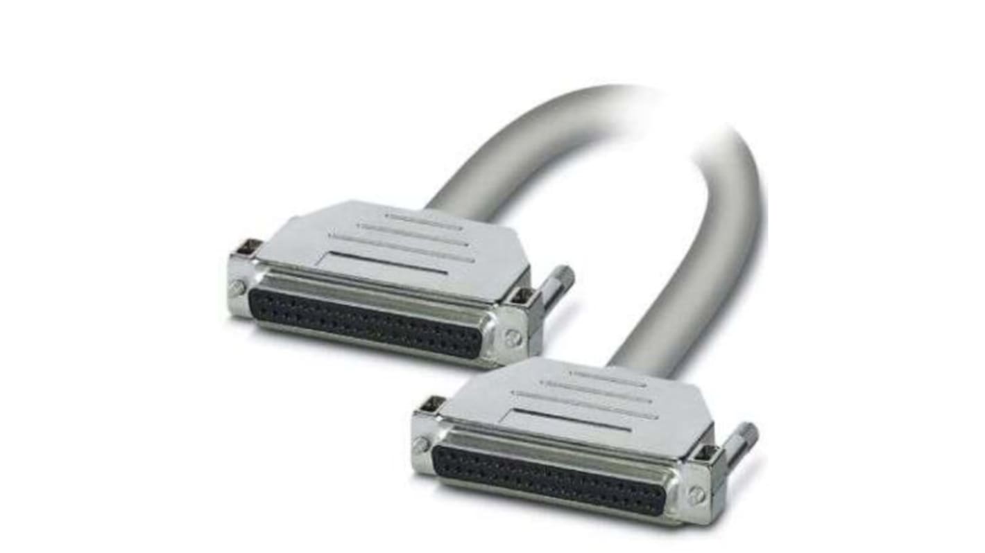 Cable serie Phoenix Contact CABLE-D37SUB/B/B/HF/S, long. 1m, color Gris, con. A: Sub-D de 37 contactos, con. B: Sub-D