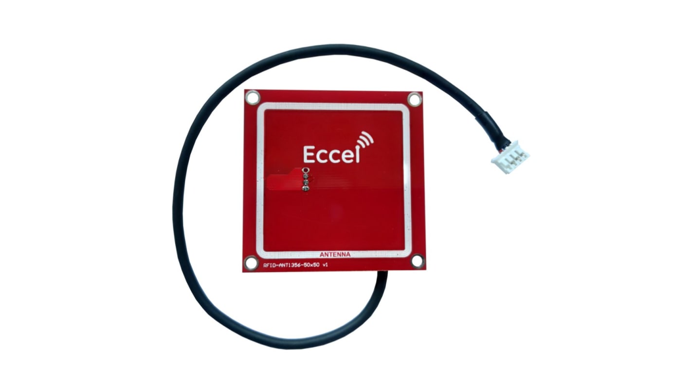Eccel Technology Ltd, RFID-antenne Gennemføringshul/fastboltet Kvadratisk, Mux ANT 1356-50x50-300 1dBi High Frequency