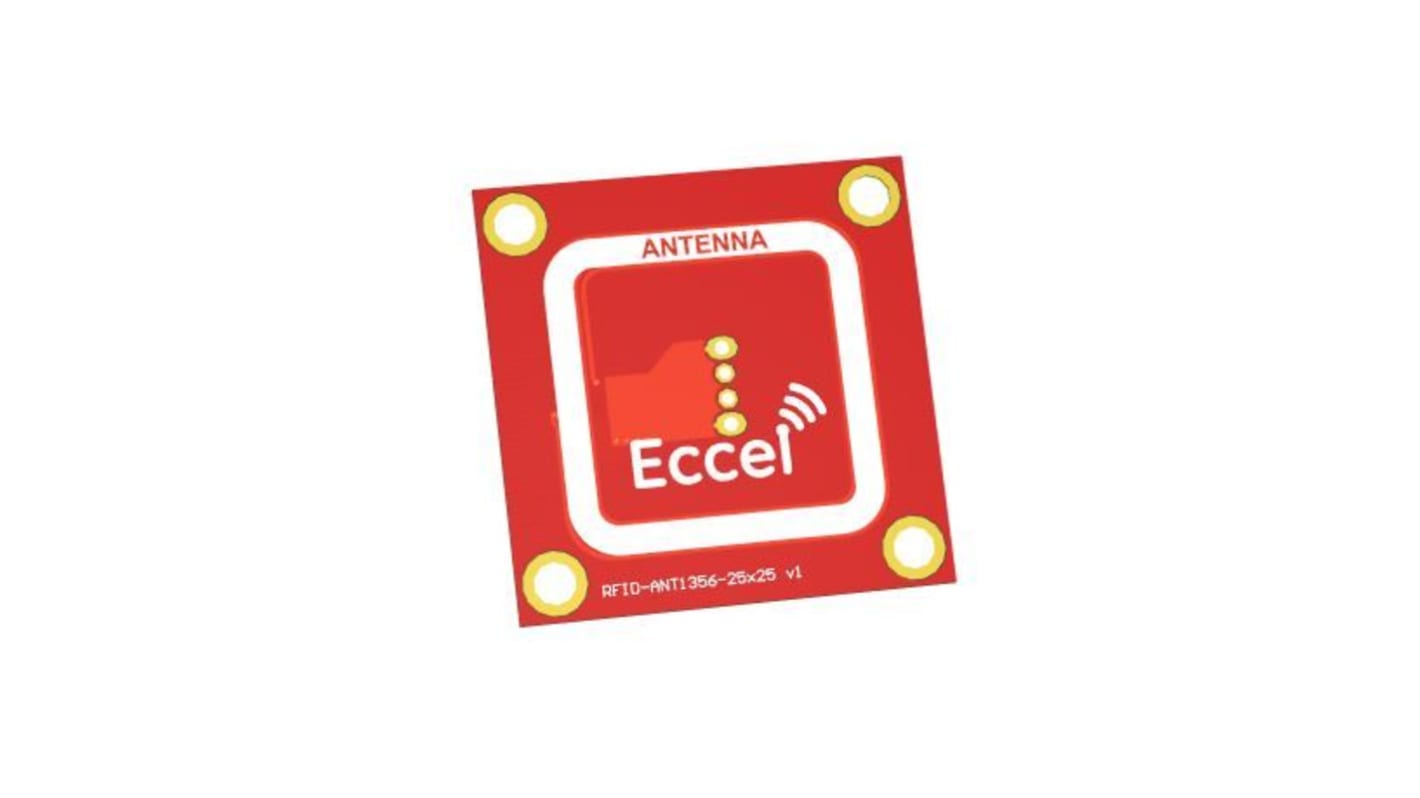 Eccel Technology Ltd RFID antenna Átvezető lyuk/csavaros Mux ANT 1356-25x25-300 Négyzetes 1dBi High Frequency RFID