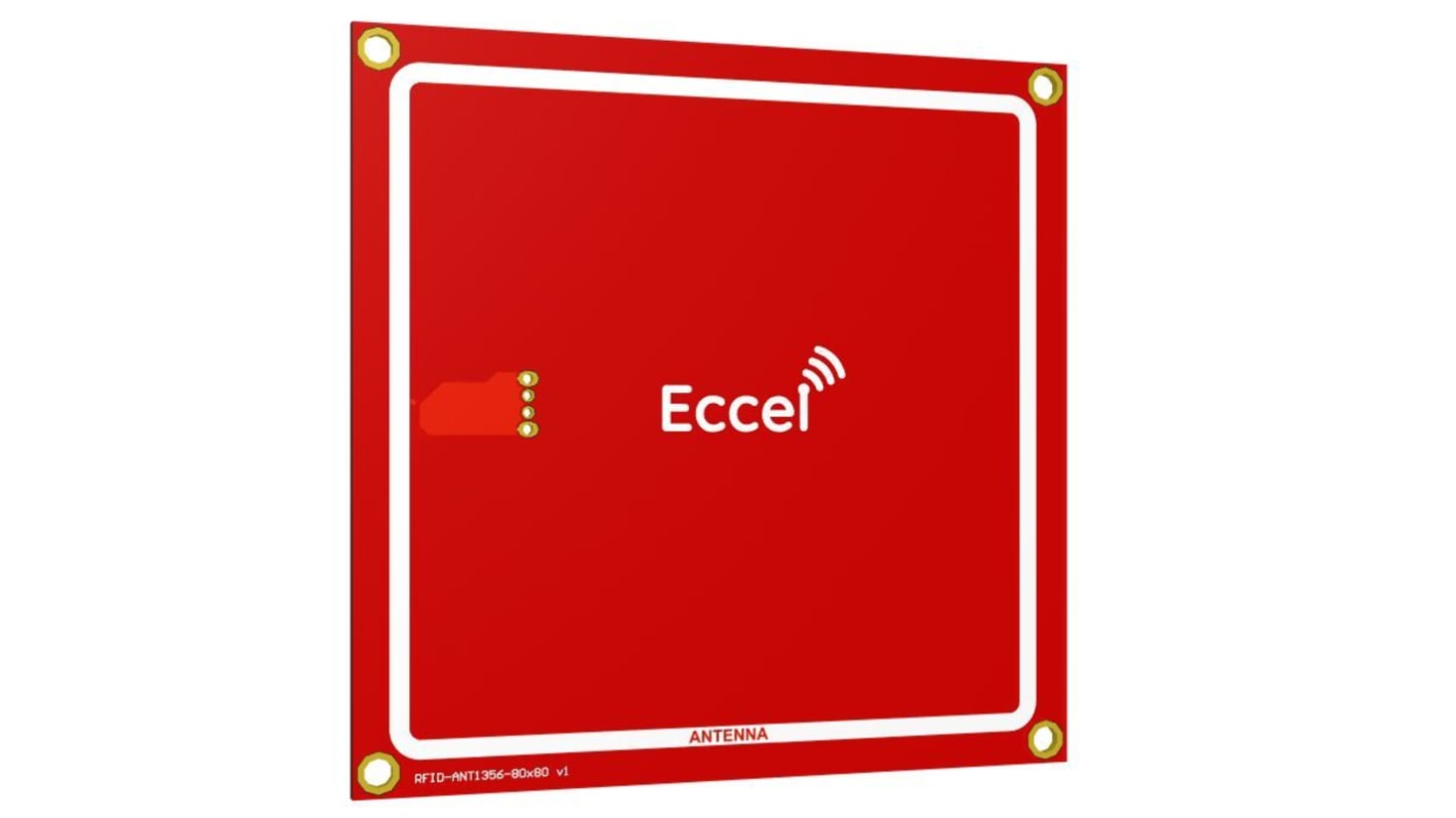 Antena RFID Eccel Technology Ltd Mux ANT 1356-80x80-300 Orificio pasante/atornillado Cuadrado 1dBi High Frequency RFID