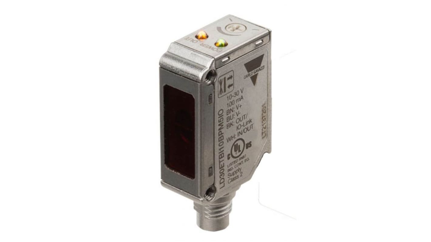 Fotocélula rectangular Carlo Gavazzi, Sistema Difuso, alcance 1 m, salida PNP/NPN NA/NC, PUSH/PULL, Conector de M8 4