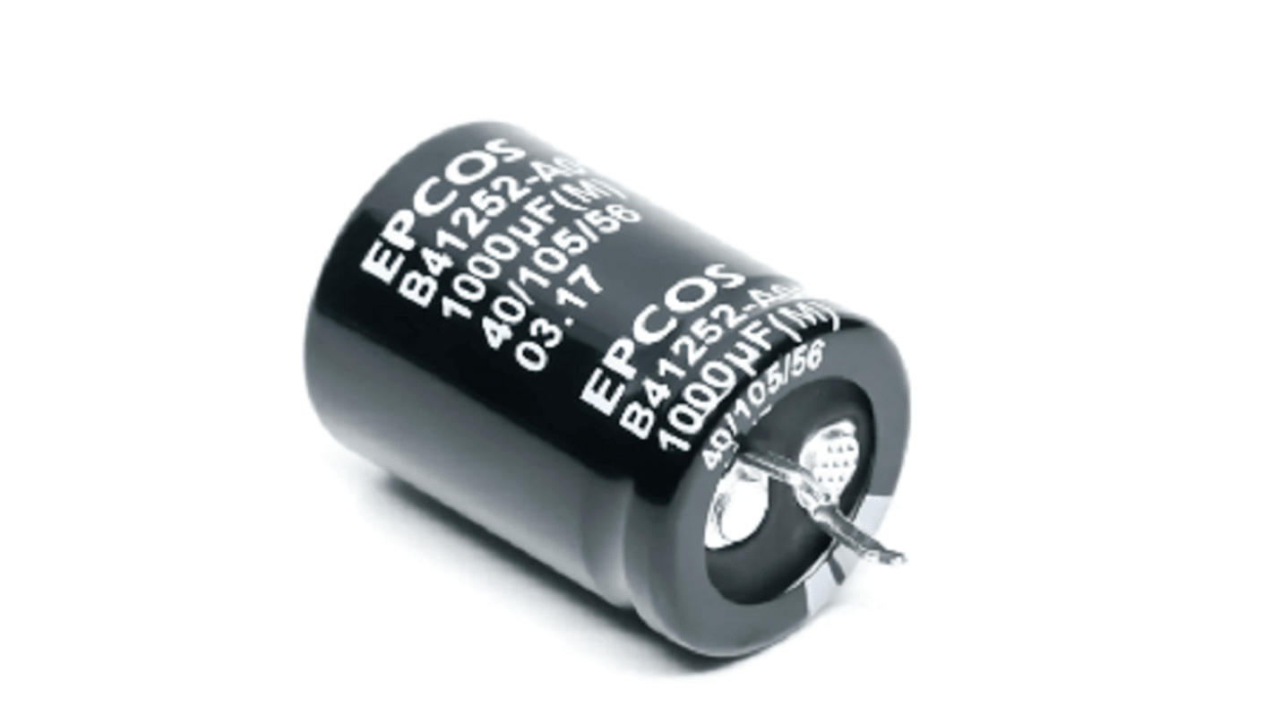 EPCOS Snap-In Aluminium-Elektrolyt Kondensator 2200μF / 63V dc, Ø 22mm x 35mm, bis 105°C