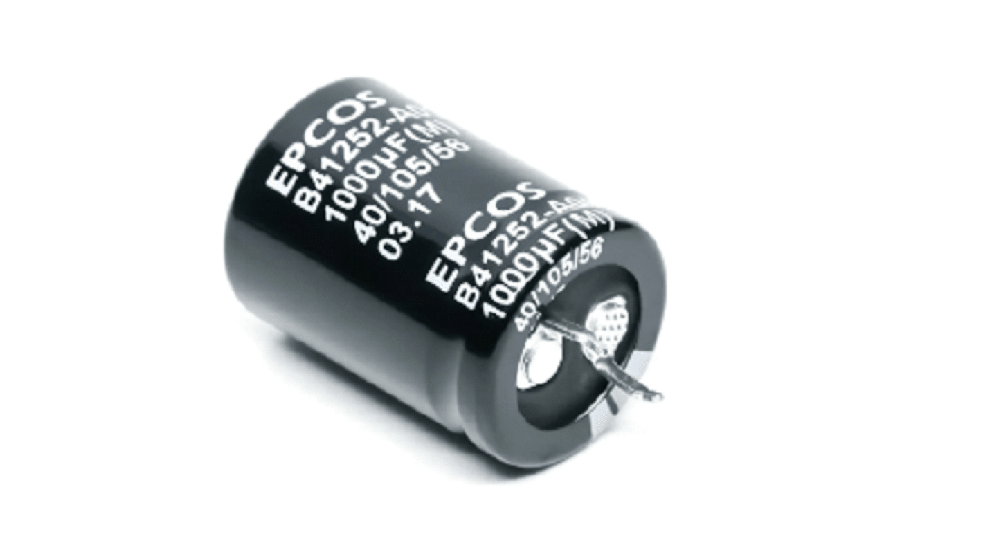 EPCOS 1000μF Aluminium Electrolytic Capacitor 35V dc, Snap-In - B41252B7109M000