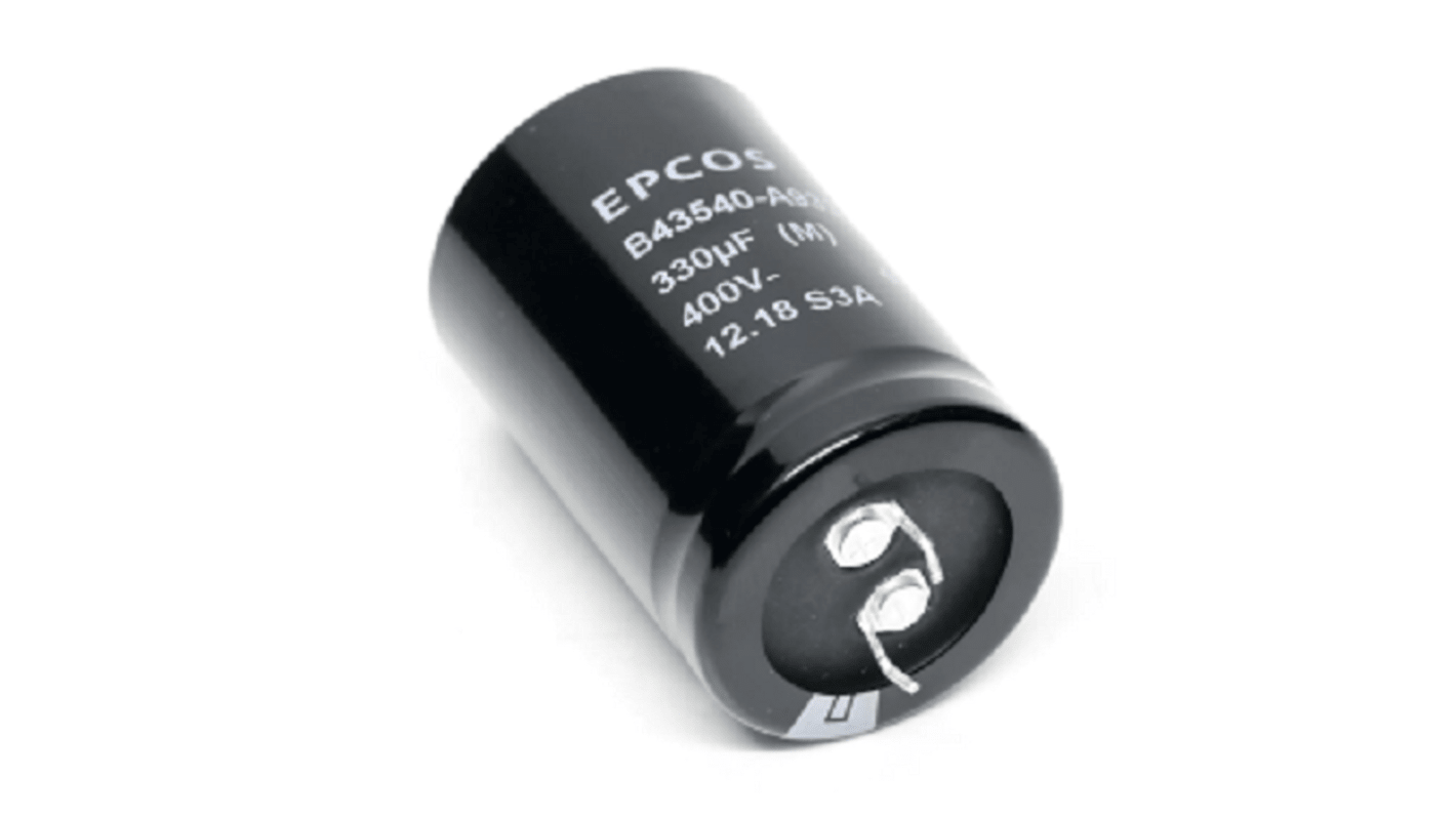 Condensador electrolítico EPCOS, 390μF, 450V dc, de encaje a presión, 35 x 45mm, paso 10mm