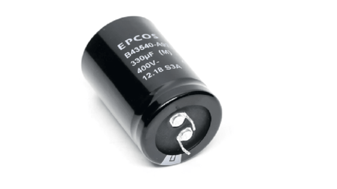 Condensador electrolítico EPCOS, 330μF, 400V dc, de encaje a presión, 30 x 35mm, paso 10mm