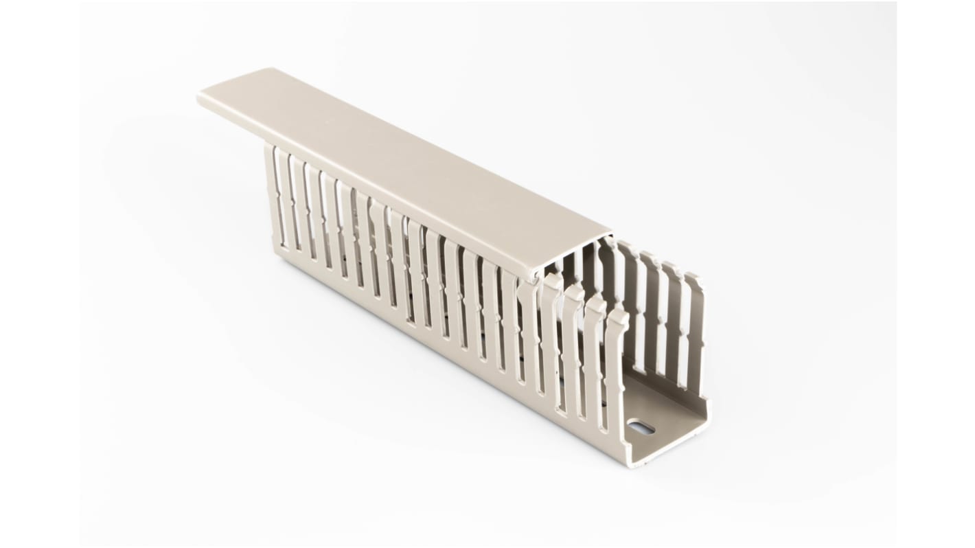 Beta Duct 788 Grey Slotted Panel Trunking - Open Slot, W50 mm x D50mm, L1m, PVC