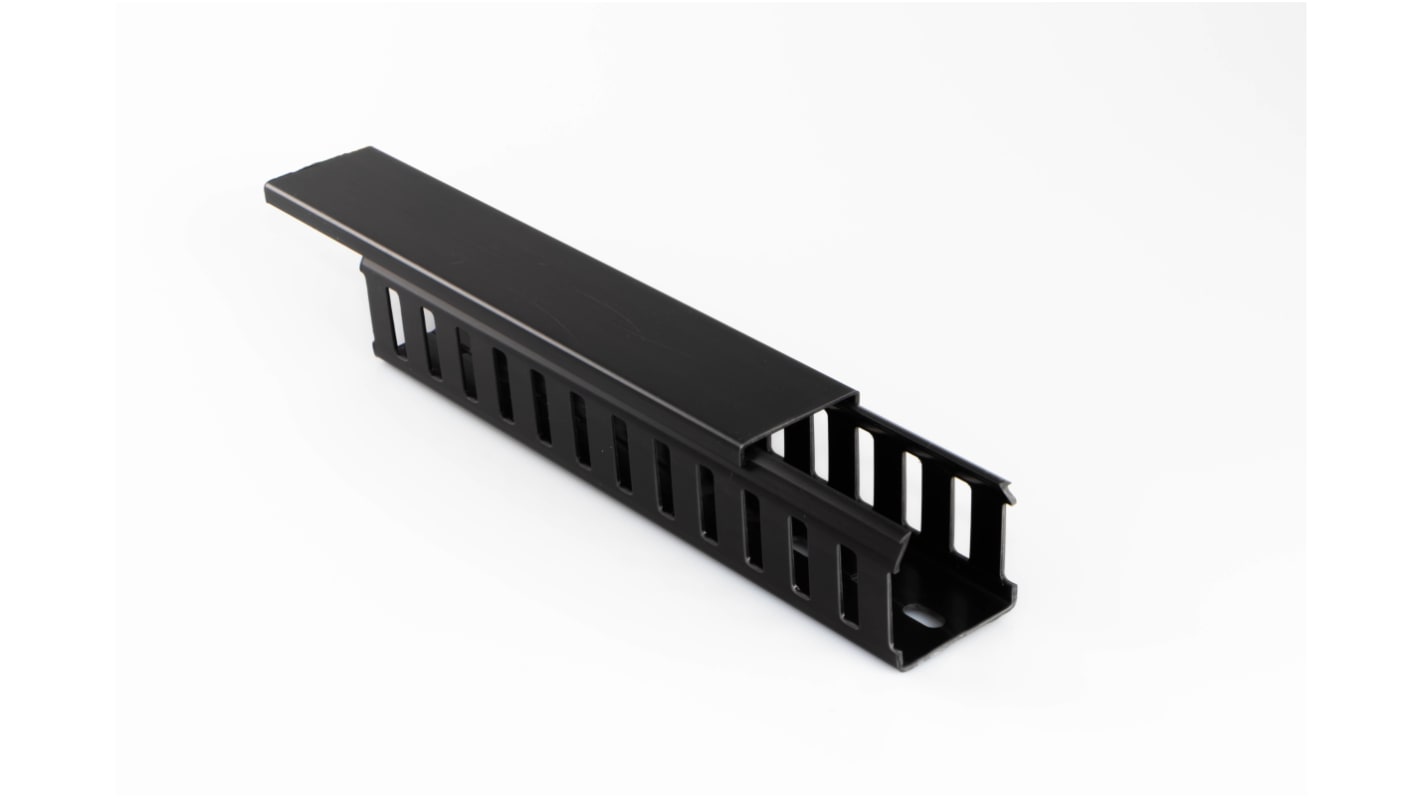 Beta Duct 903 Black Slotted Panel Trunking - Open Slot, W25 mm x D50mm, L2m, PVC