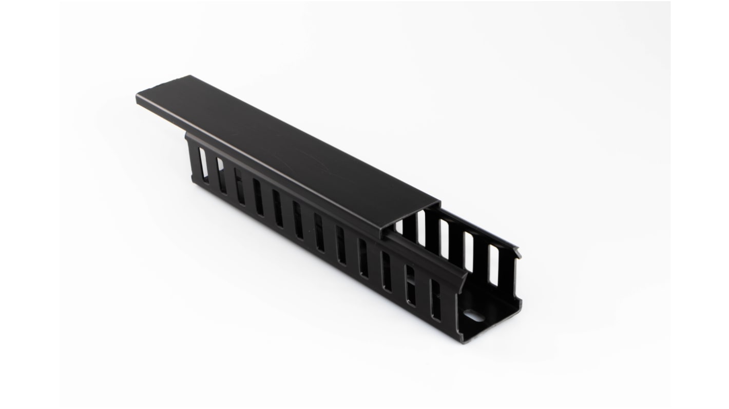 Betaduct 907 Black Slotted Panel Trunking - Open Slot, W50 mm x D75mm, L2m, PVC