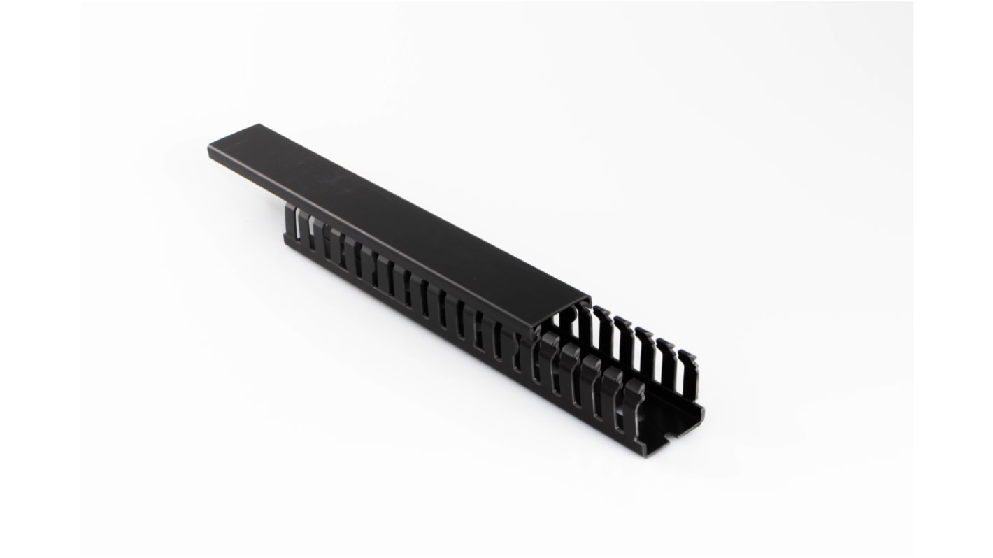 Beta Duct 913 Black Slotted Panel Trunking - Open Slot, W25 mm x D50mm, L2m, PVC