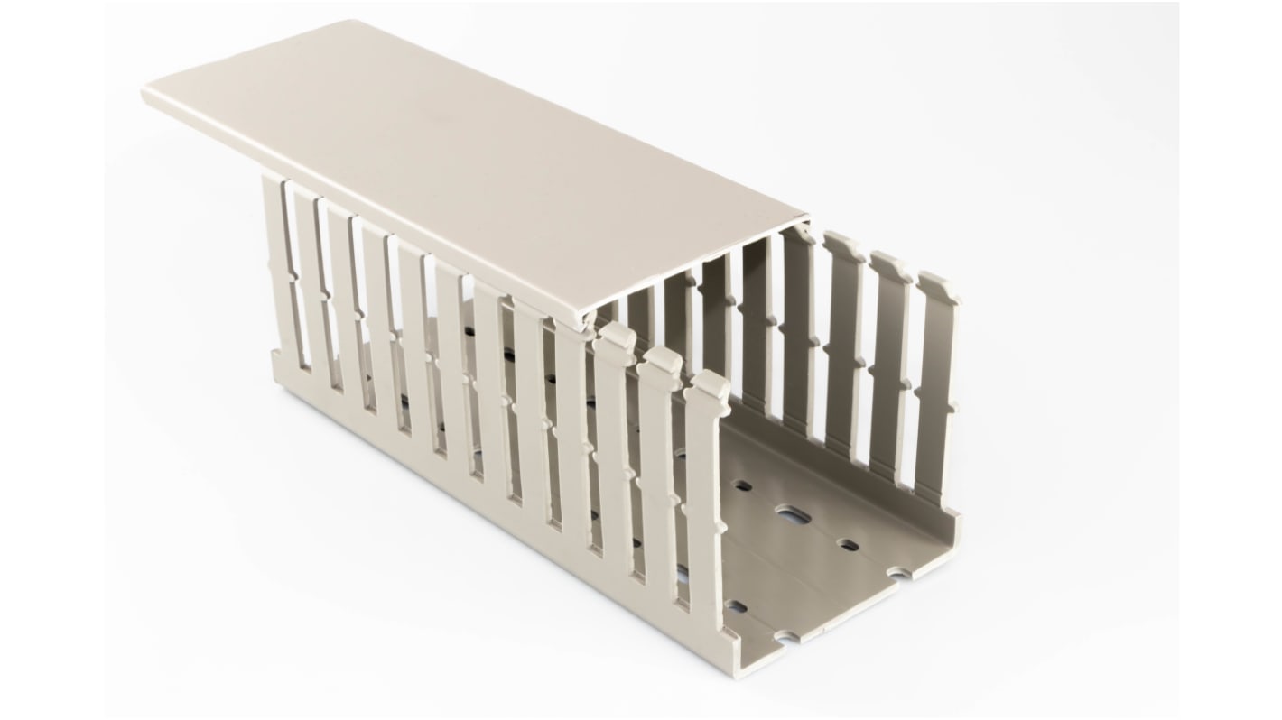 Beta Duct 1045 Grey Slotted Panel Trunking - Open Slot, W100 mm x D100mm, L2m, PVC
