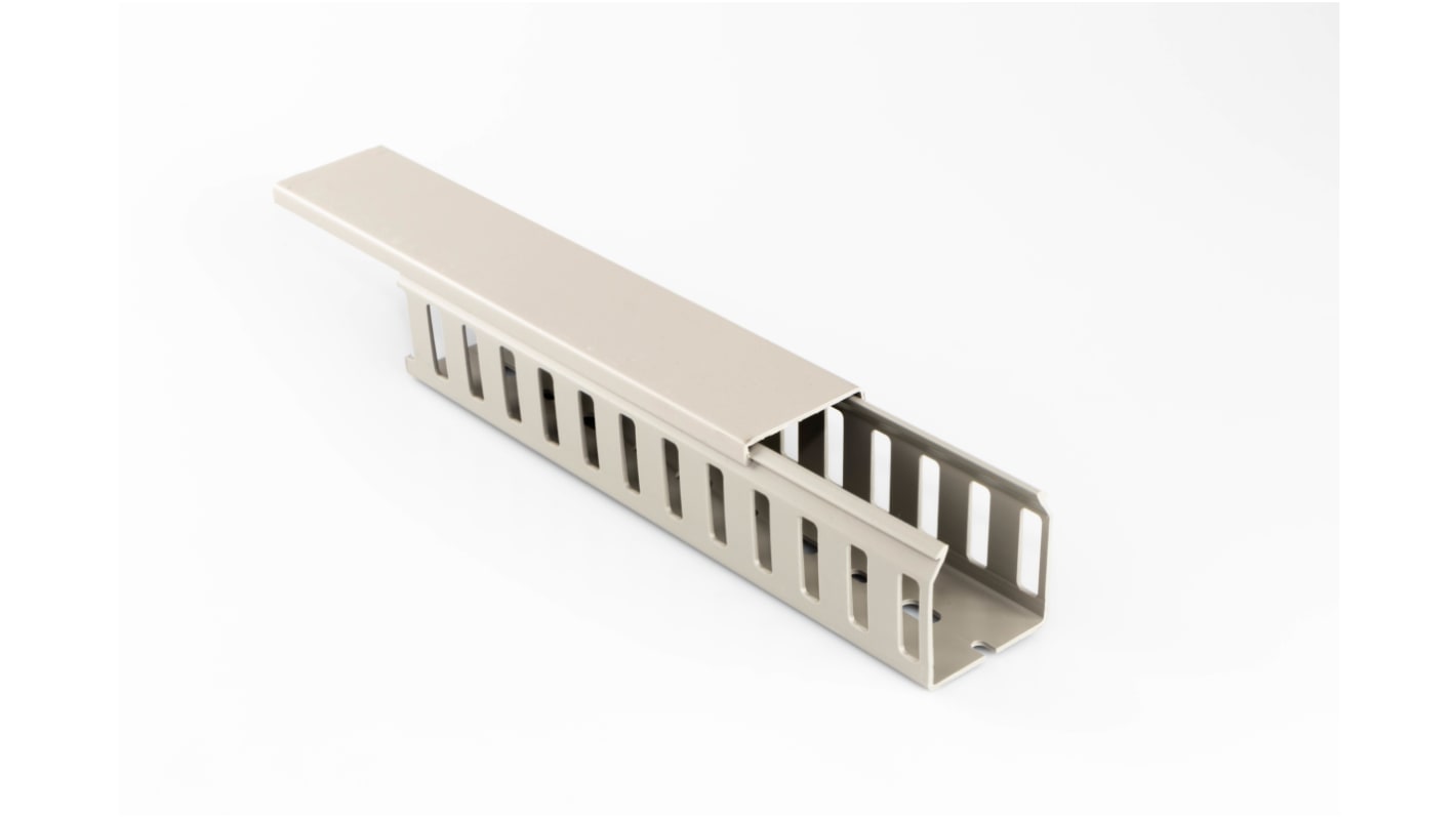 Beta Duct 1046 Grey Slotted Panel Trunking - Open Slot, W25 mm x D50mm, L2m, PVC