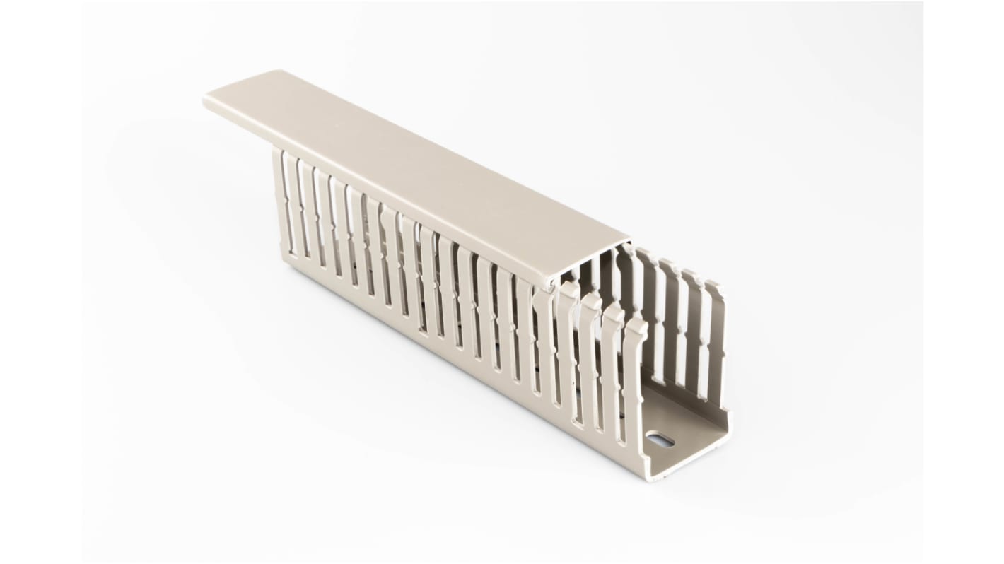 Beta Duct 1047 Grey Slotted Panel Trunking - Open Slot, W25 mm x D75mm, L2m, PVC