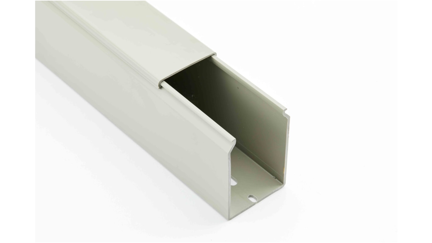 Betaduct 1048 Grey Slotted Panel Trunking, W50 mm x D50mm, L2m, PVC