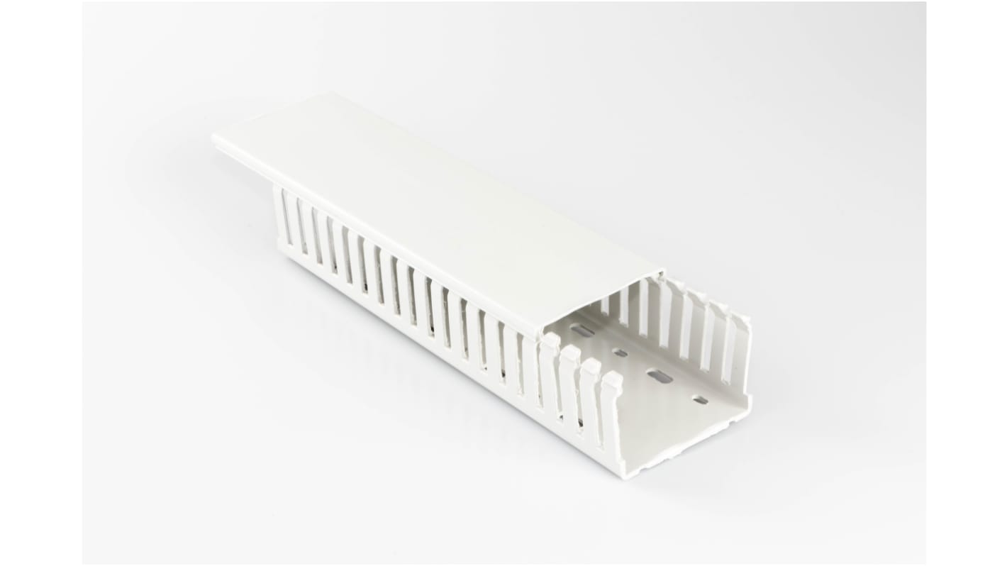 Beta Duct 2047 Light Grey Slotted Panel Trunking - Open Slot, W25 mm x D50mm, L2m, PC/ABS