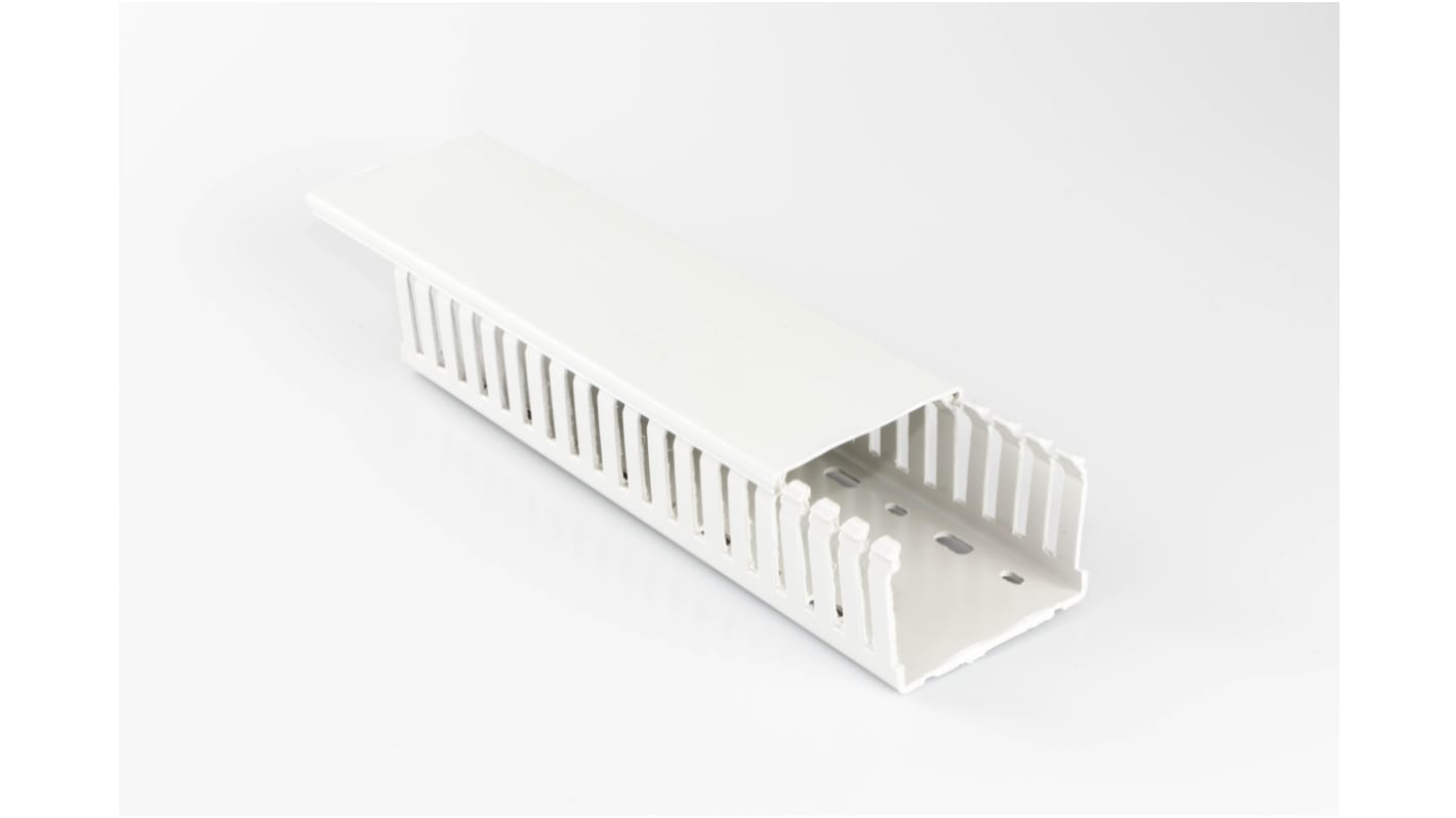 Beta Duct 2047 Light Grey Slotted Panel Trunking - Open Slot, W50 mm x D75mm, L2m, PC/ABS