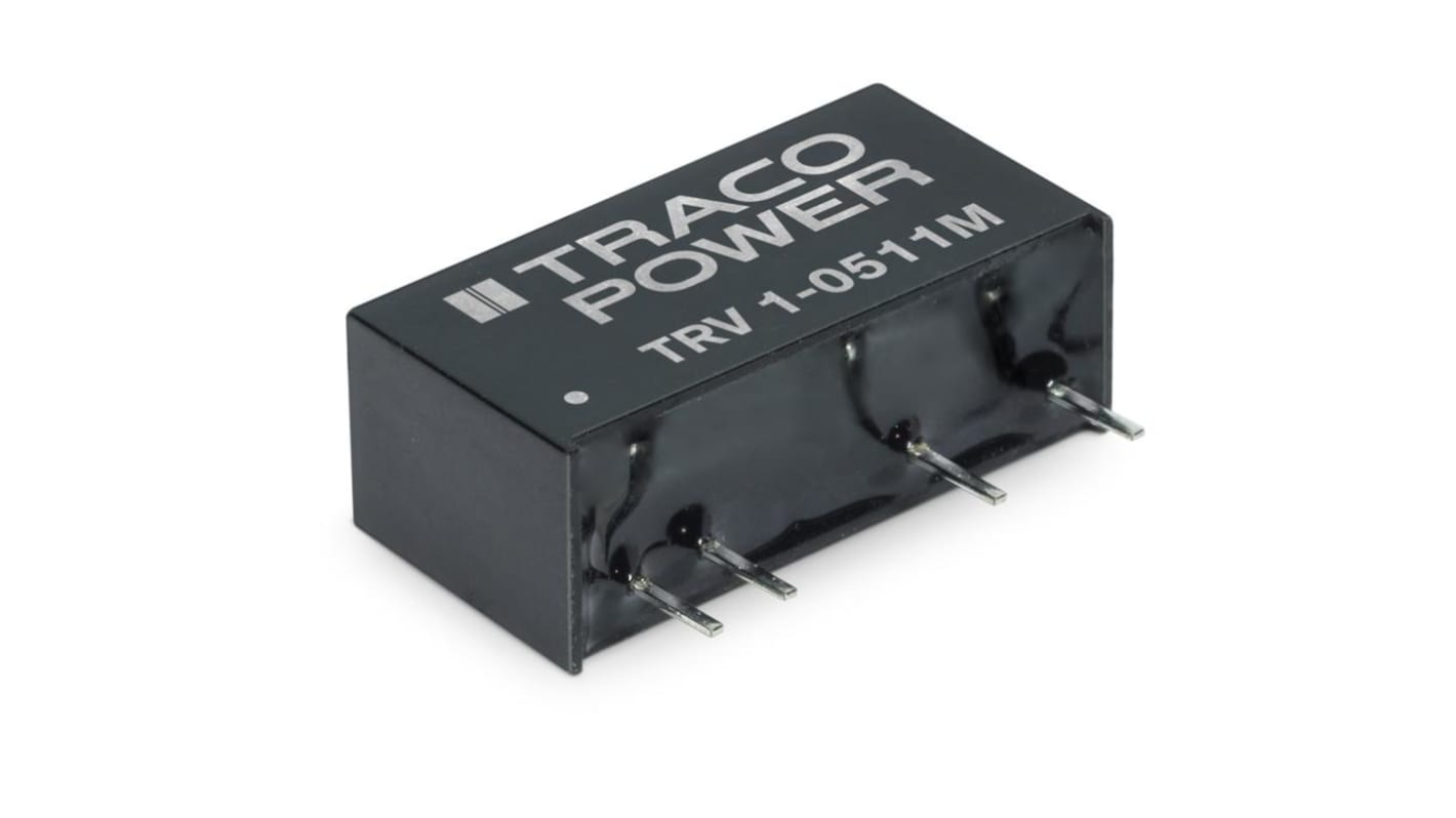 TRACOPOWER TRV DC-DC Converter, 3.3V dc/ 303mA Output, 4.5 → 5.5 V dc Input, 1W, Through Hole, +85°C Max Temp