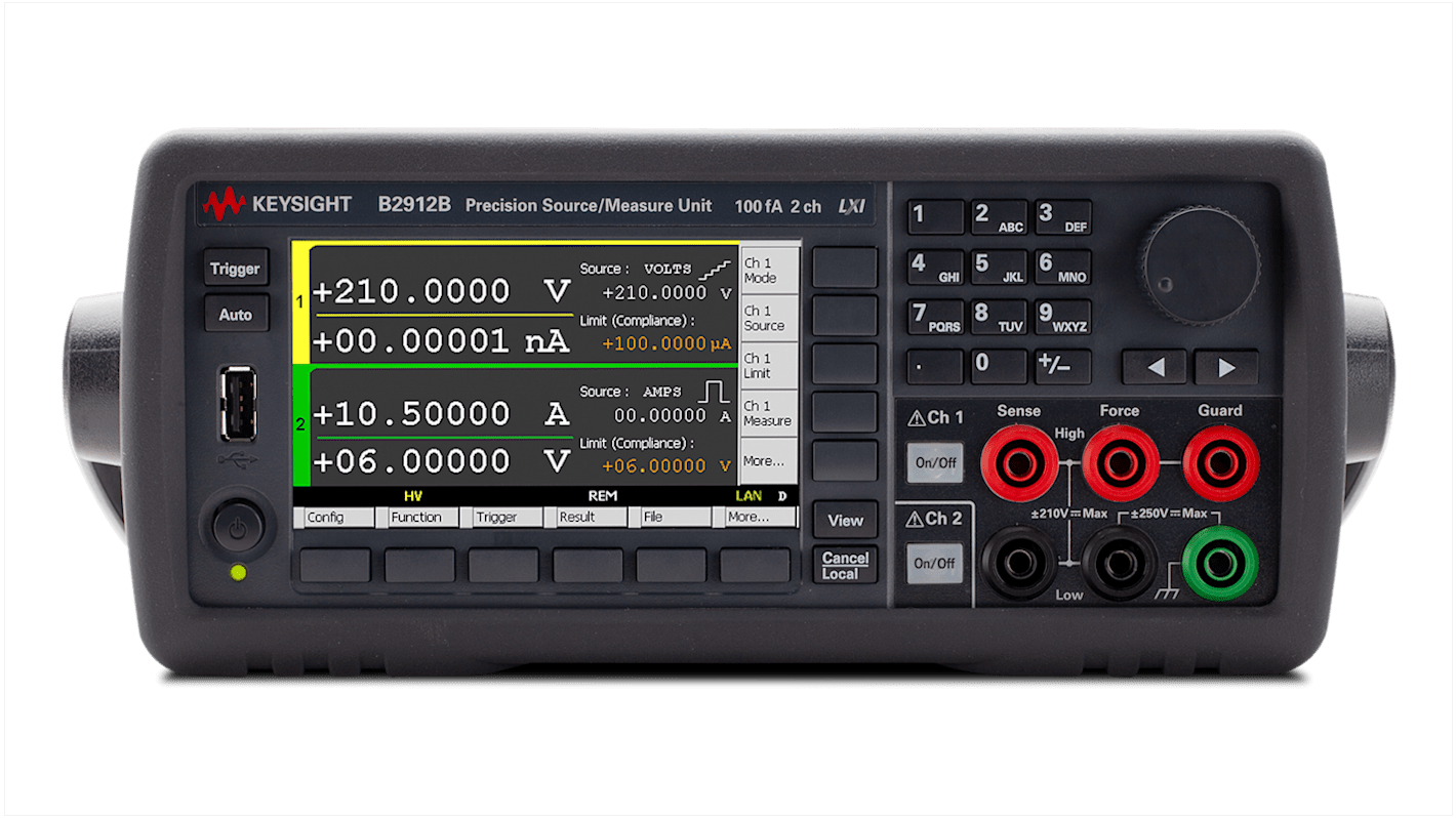 Keysight B2900B 2-Kanal Sourcemeter 31,8 W, 100 nV → 210 V / 3,03 → 10,5 A, 2 Ω → 200 MΩ