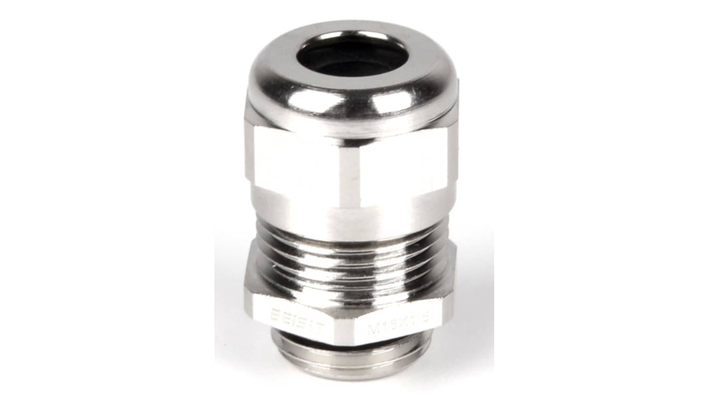 RS PRO Metallic Nickel Plated Brass Cable Gland, M12 Thread, 3mm Min, 6