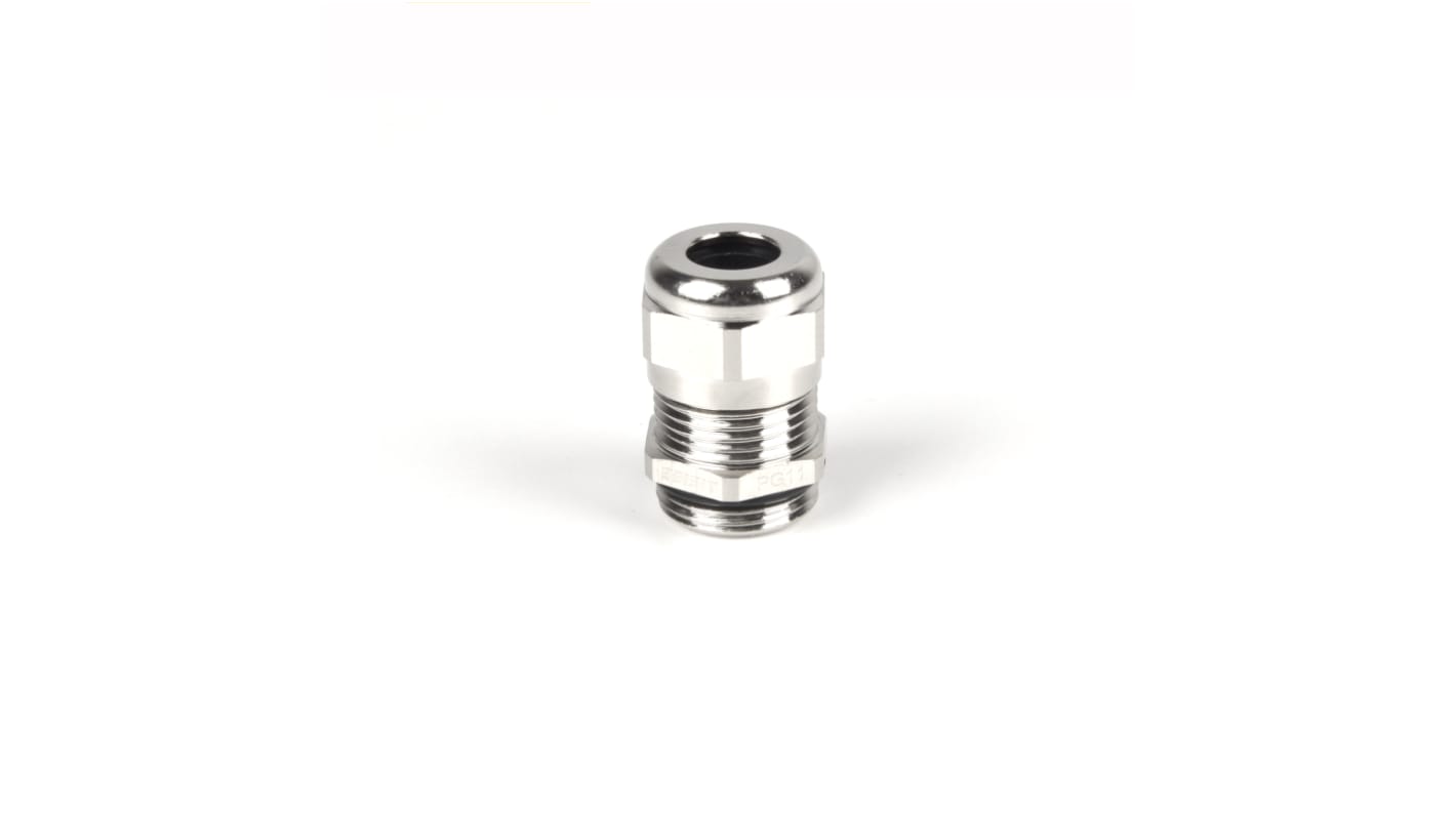 RS PRO Metallic Nickel Plated Brass Cable Gland, M20 Thread, 6mm Min, 12mm Max, IP68