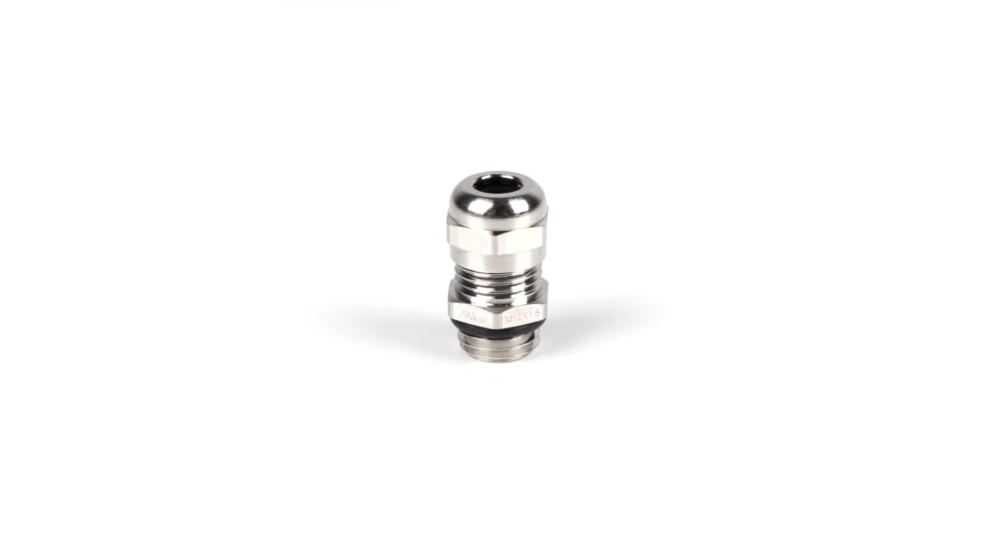 RS PRO Metallic Nickel Plated Brass Cable Gland, PG7 Thread, 3mm Min, 6.5mm Max, IP68