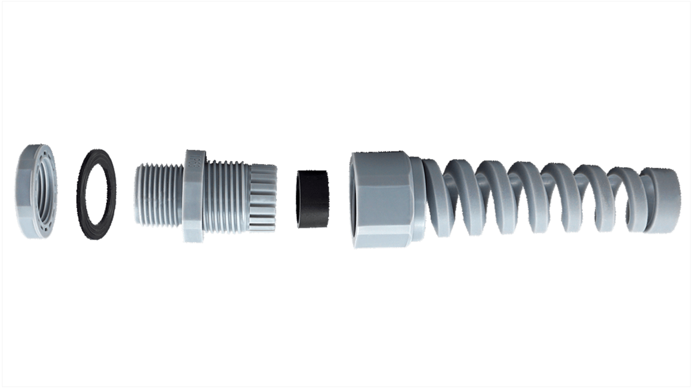 KSS METRIC THREAD (Strain Relief type) Kabelverschraubung, M12 Nylon Grau 3mm/ 6.5mm, IP68