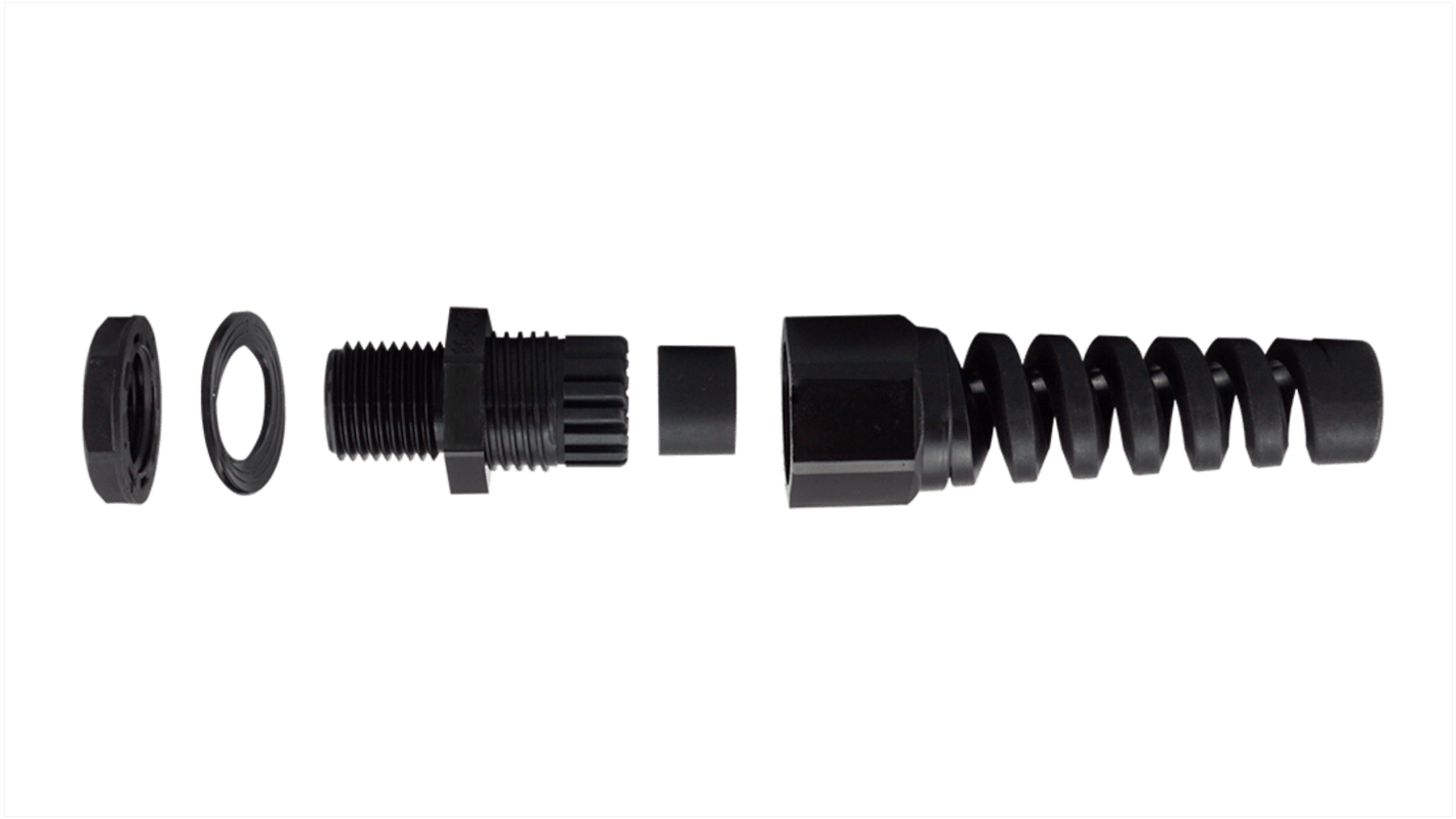 RS PRO Kabelverschraubung, M20 Nylon Schwarz 10mm/ 14mm, IP68