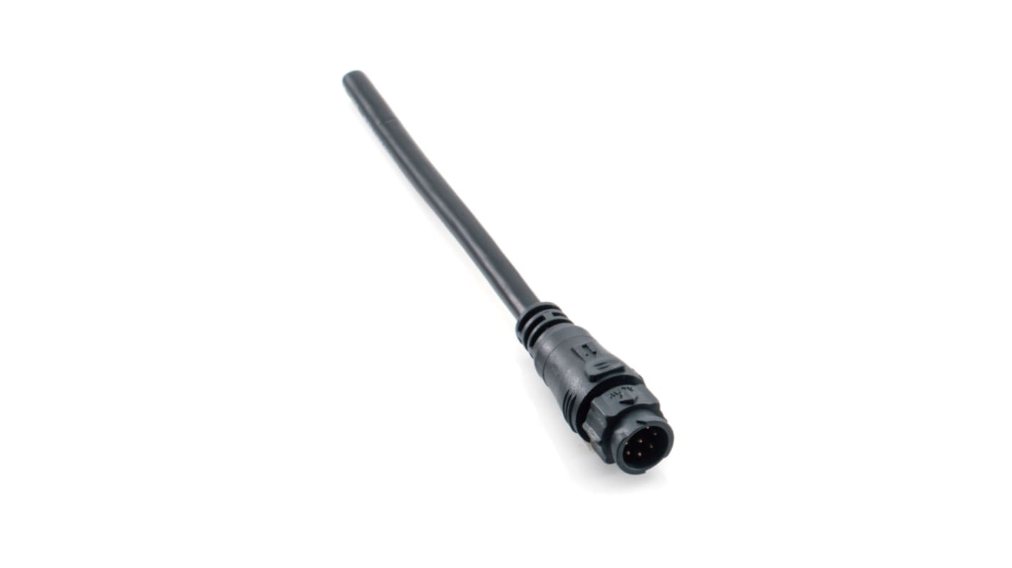 Amphenol Érzékelő-működtető kábel, X-Lok B méret - Szereletlen - 6 érintkező, 300 V AC, 1 A, 1m