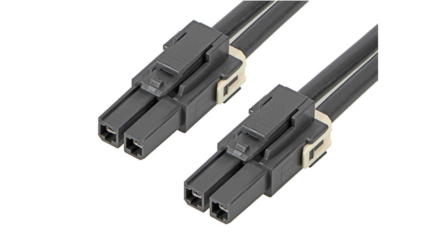 Conjunto de cables Molex Mega-Fit 216400, long. 300mm, Con A: Hembra, 2 vías, Con B: Hembra, 2 vías, paso 5.7mm