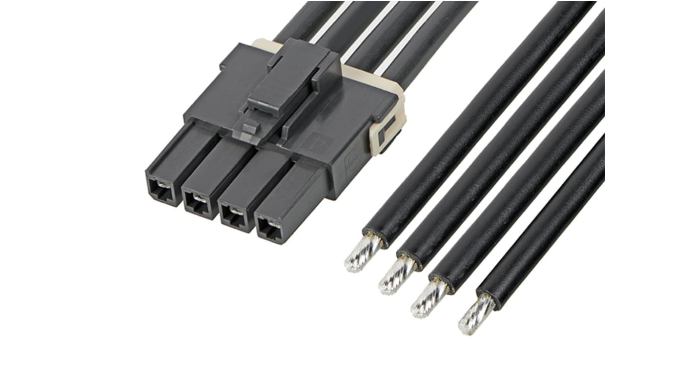 Kabel przewód-płytka, Mega-Fit, 600 V, 25 A, raster: 5.7mm, 150mm, Cyna, Czarny