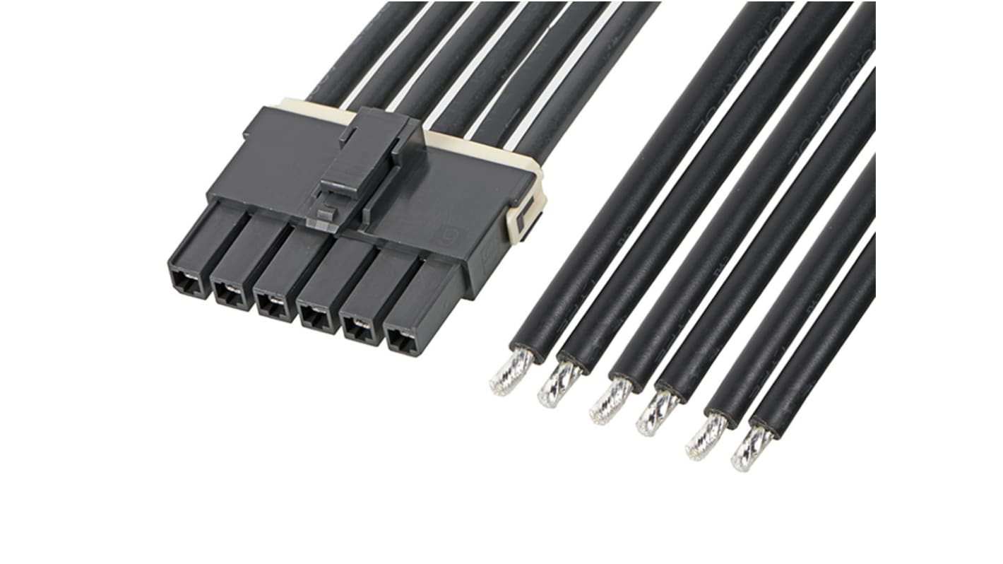 Conjunto de cables Molex Mega-Fit 216401, long. 300mm, Con A: Hembra, 6 vías, paso 5.7mm