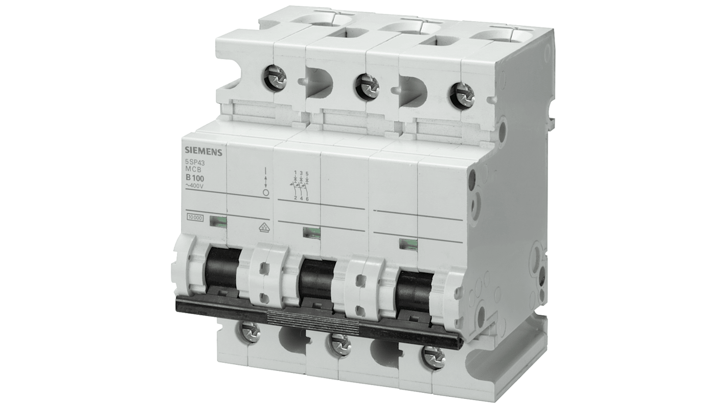 Siemens 5SP4 MCB Leitungsschutzschalter Typ B, 3-polig 125A 400V SENTRON DIN-Schienen-Montage