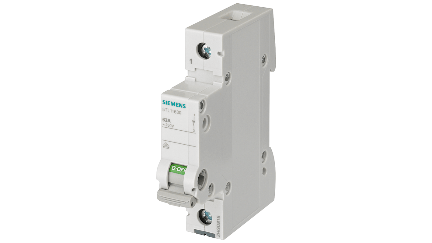 Siemens 1P Pole Isolator Switch - 63A Maximum Current