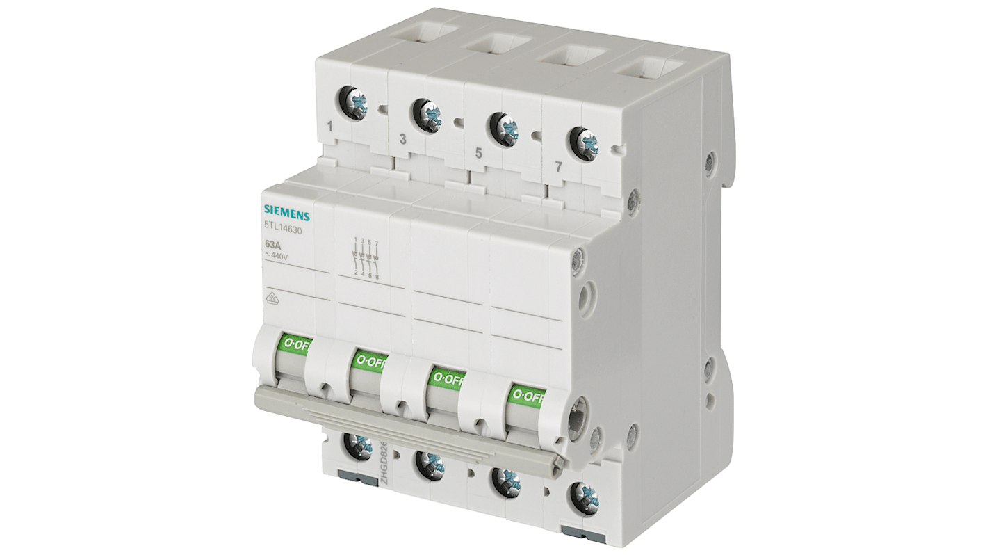 5TL14630 Siemens 4P Pole Isolator Switch 63A Maximum Current RS