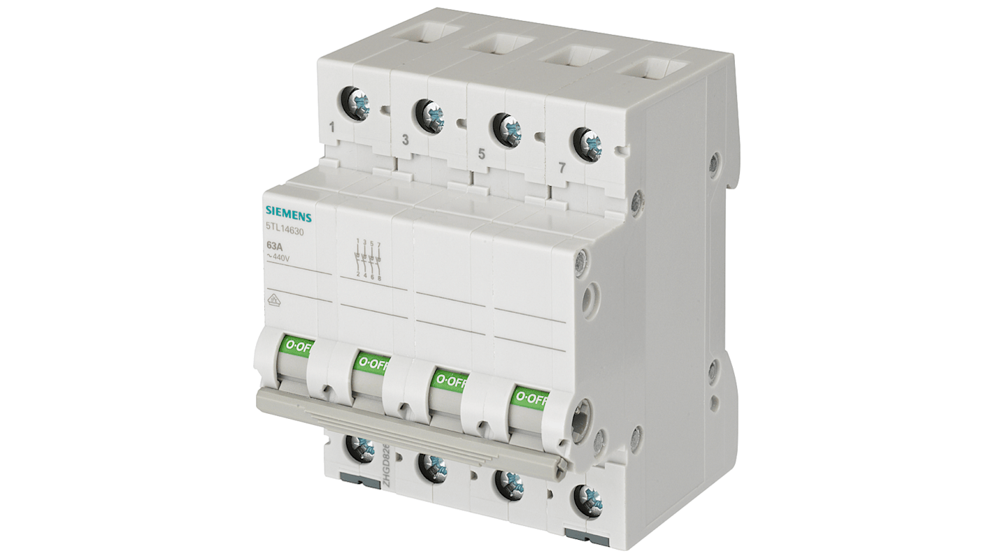 Siemens 4P Pole Isolator Switch - 63A Maximum Current