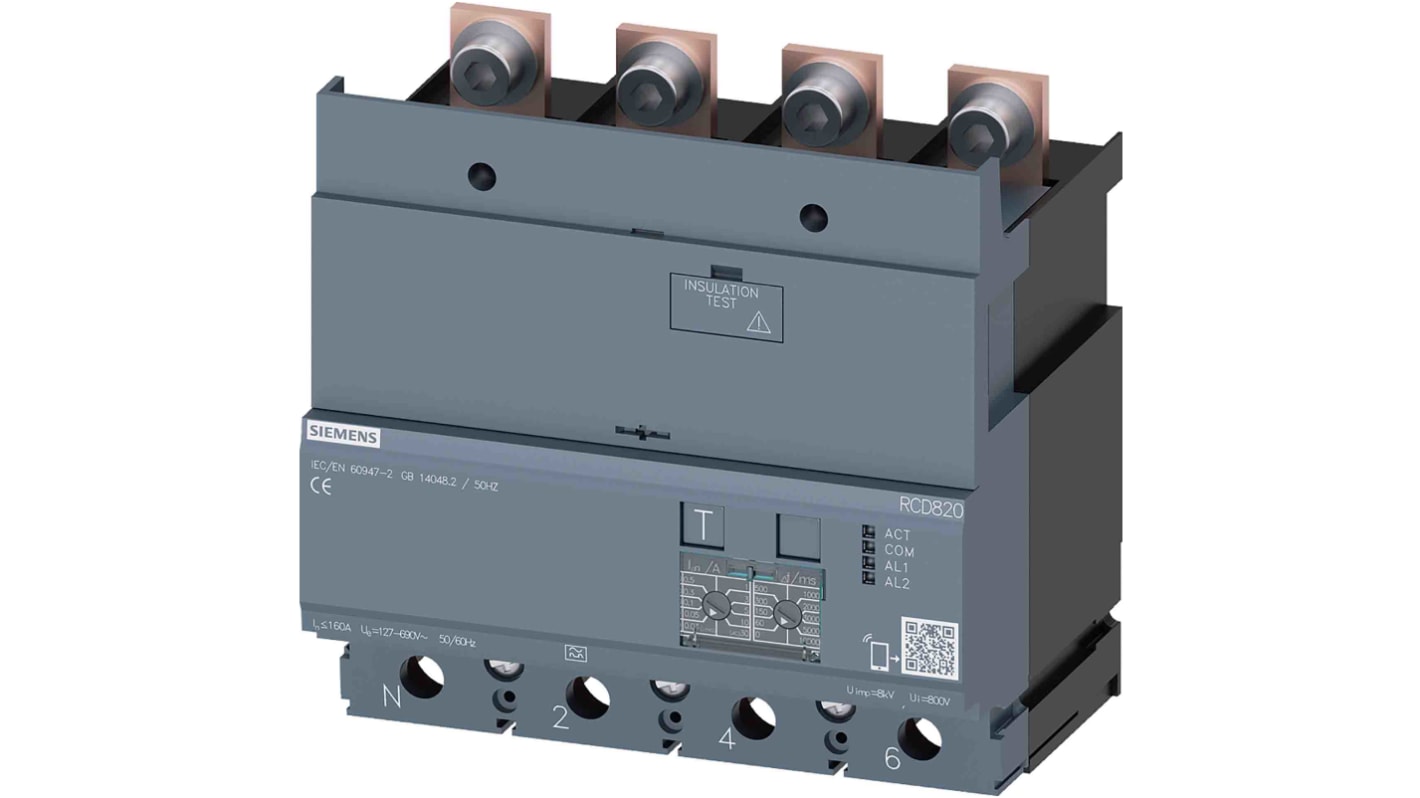 Siemens 3VA9 RCD, 160A, 4 Pole, Type A