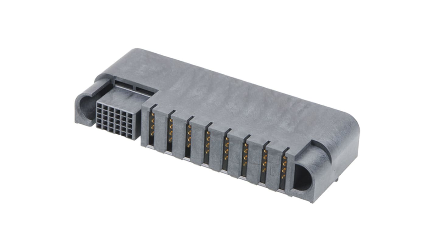 Molex 214115 Series Right Angle PCB Mount PCB Socket, 8P + 30S-Contact, 5-Row, 2 Pitch, Through Hole Termination