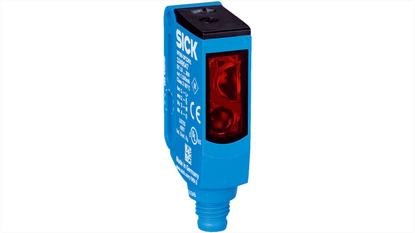 Sensore fotoelettrico Rettangolare Sick, a soppressione di sfondo, rilevamento 20 mm → 500 mm, uscita PNP